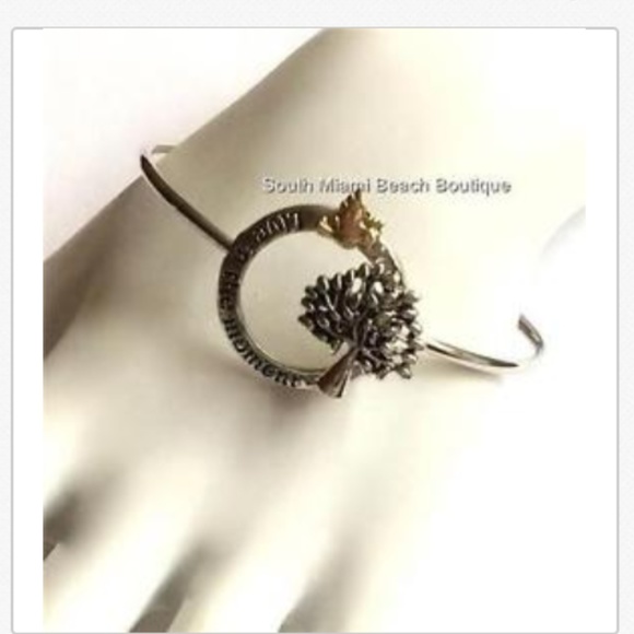 Tree of Life Bracelet Bangle LIVE IN THE MOMENT Message Celtic Silver Plated - Picture 4 of 12